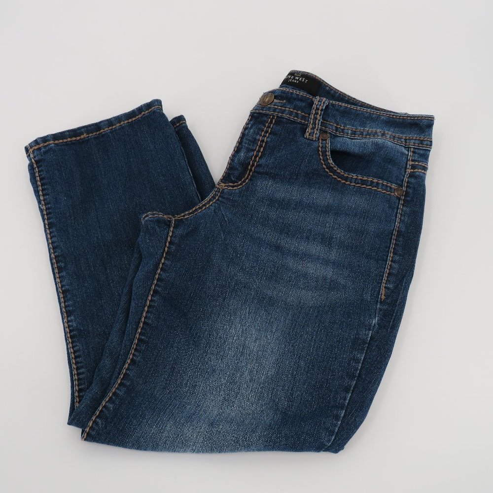 Nine West Women's Straight Leg Cropped Jeans with Back Pocket Design Size 6/28